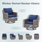 Hearth and Haven 3-Piece Outdoor Wicker Swivel Chair Set with 19" Side Table in Blue, , large