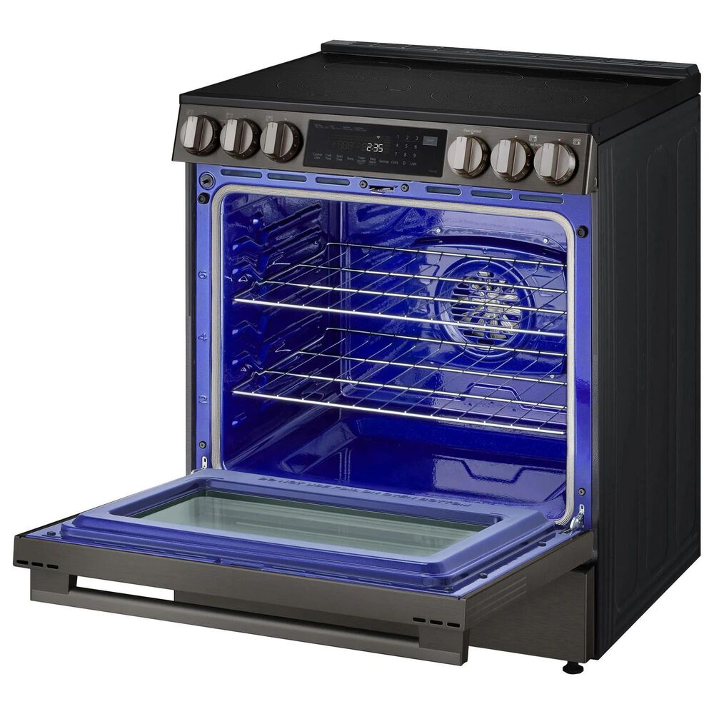 LG 2-Piece Kitchen Package with 6.3 Cu. Ft. Smart Slide-In Electric Range and 2.1 Cu. Ft. Smart Over-the-Range Microwave in Black Stainless Steel, , large