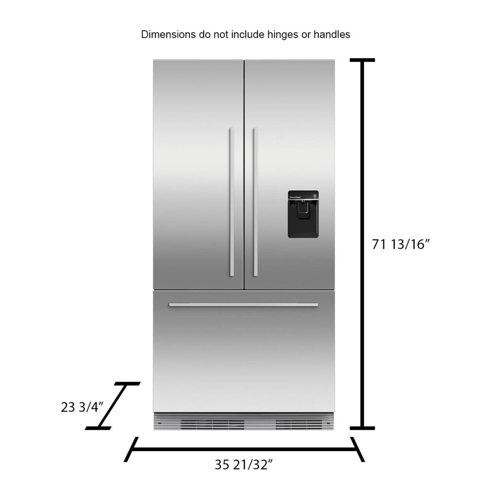Fisher &amp; Paykel 16.8 Cu. Ft. Built-In French Door Refrigerator with Ice and Water - Panels Sold Separately, , large