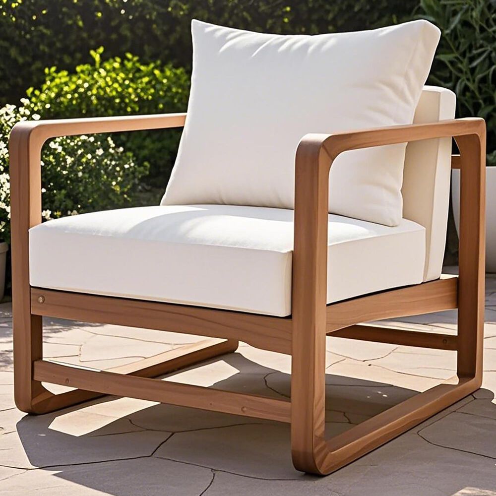 Hearth and Haven Outdoor Club Chair with Oversized Seat and Cushions in Beige, , large