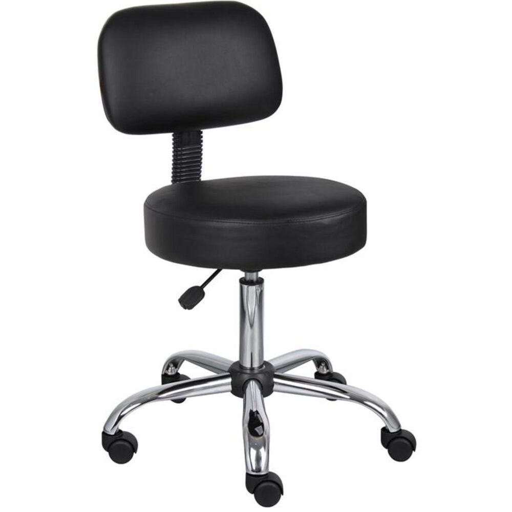 Regal Co. Medical Ergonomic Stool in Black with Back, , large