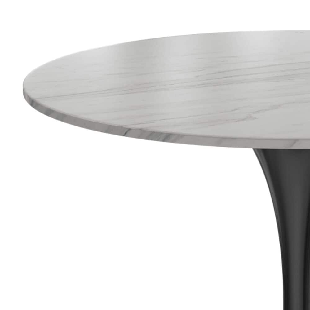 Leisuremod LeisureMod Verve Collection 36 Round Dining Table, Black Base with Sintered Stone White Top, , large