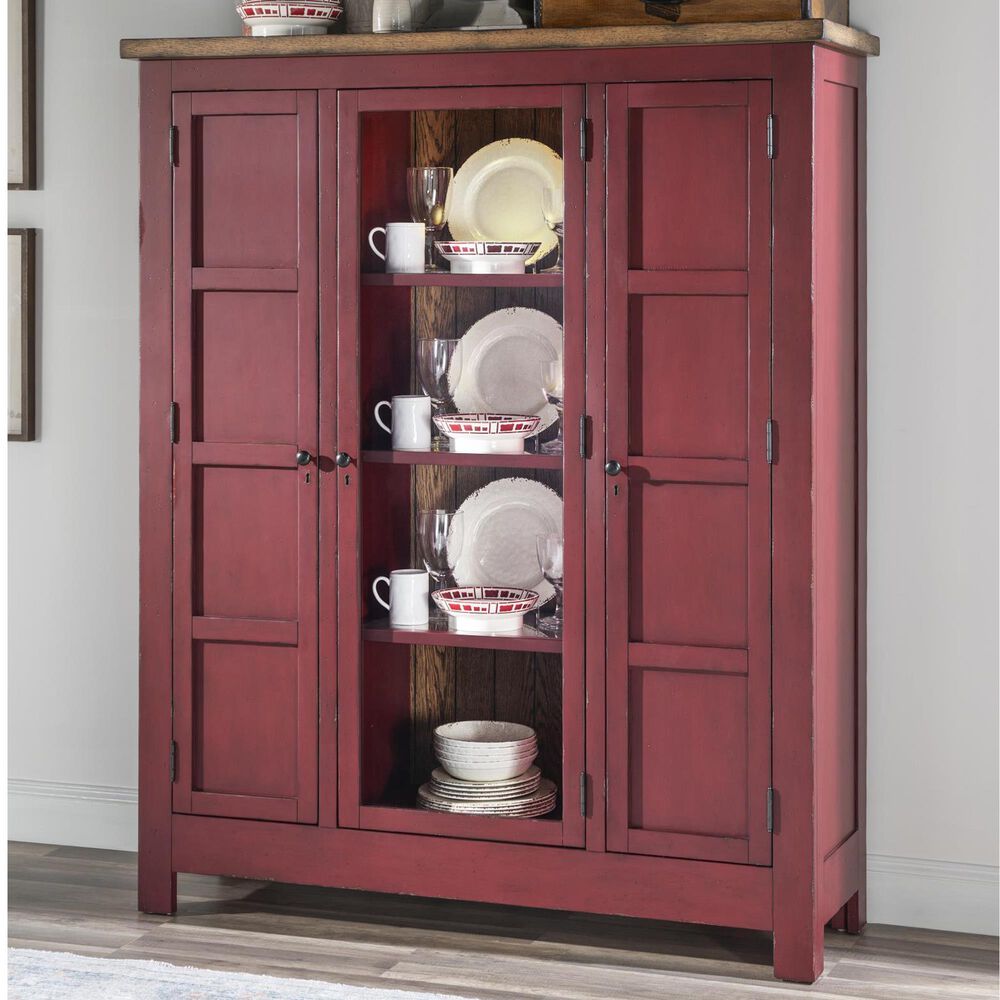 Legacy Classic Furn Direct Shp Vintage Market Curio Cabinet in Barnwood Oak and Spiced Apple, , large