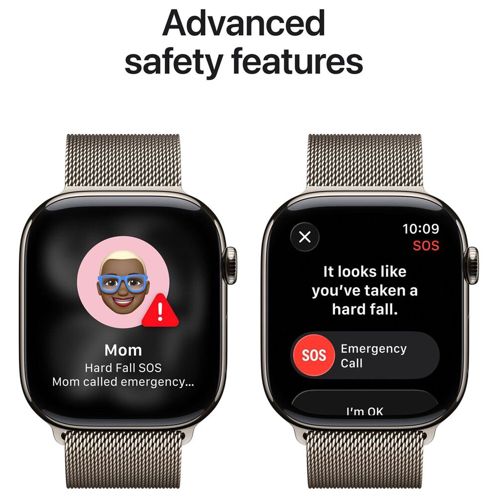 Apple Watch Series 11 (GPS+Cellular) 46mm Titanium Case with Milanese Loop - M/L in Natural and 2-Year AppleCare+, , large
