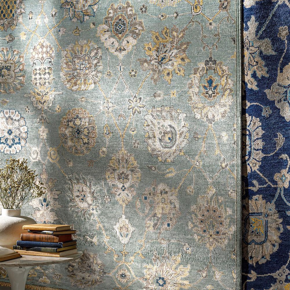 Surya Theodora 6&#39; x 9&#39; Aqua, Charcoal, Wheat and Oatmeal Area Rug, , large