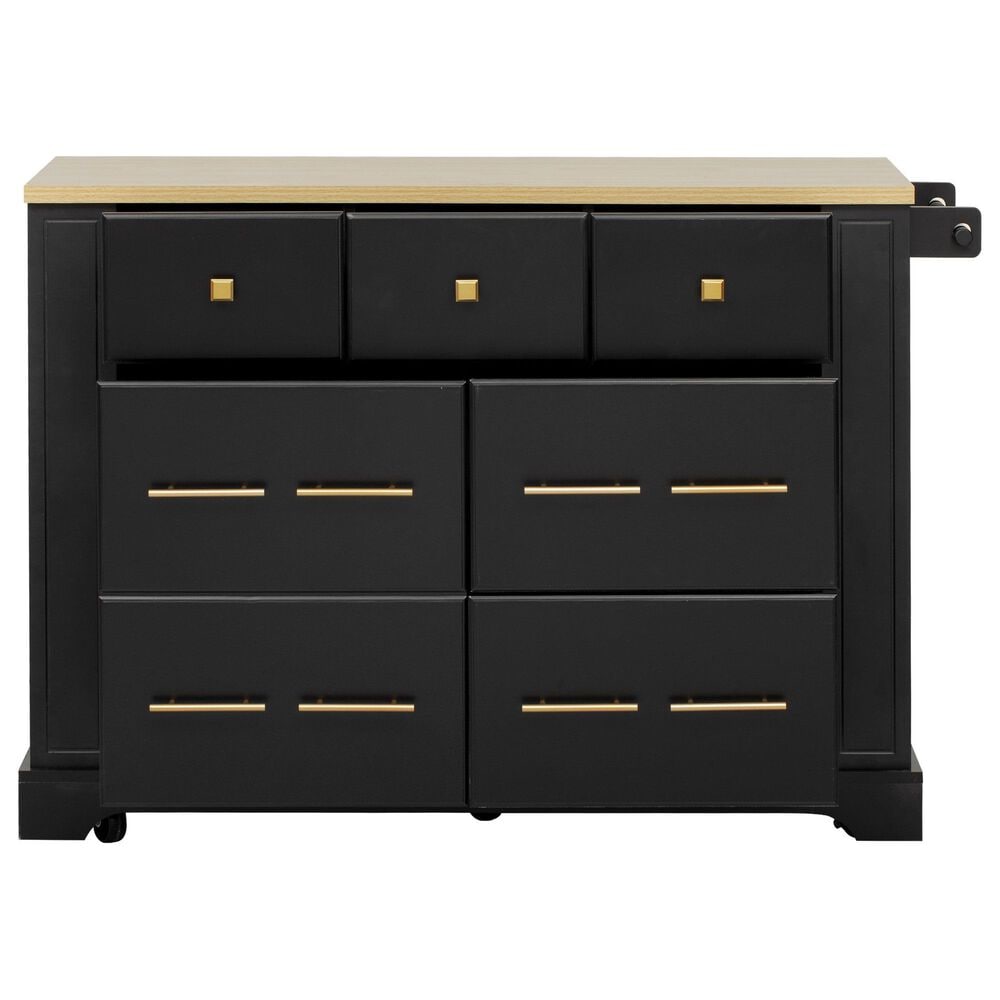 HOMLUX 51" Kitchen Island with Pull Out Trash Can Storage in Black, , large