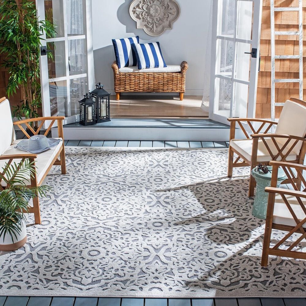 Safavieh Cabana CBN662A 9&#39; x 12&#39; Ivory and Grey Indoor/Outdoor Area Performance Rug, , large