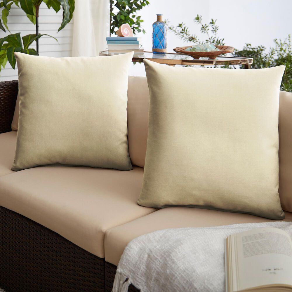 Sorra Home Sunbrella 22" Pillow in Canvas Antique Beige (Set of 2), , large
