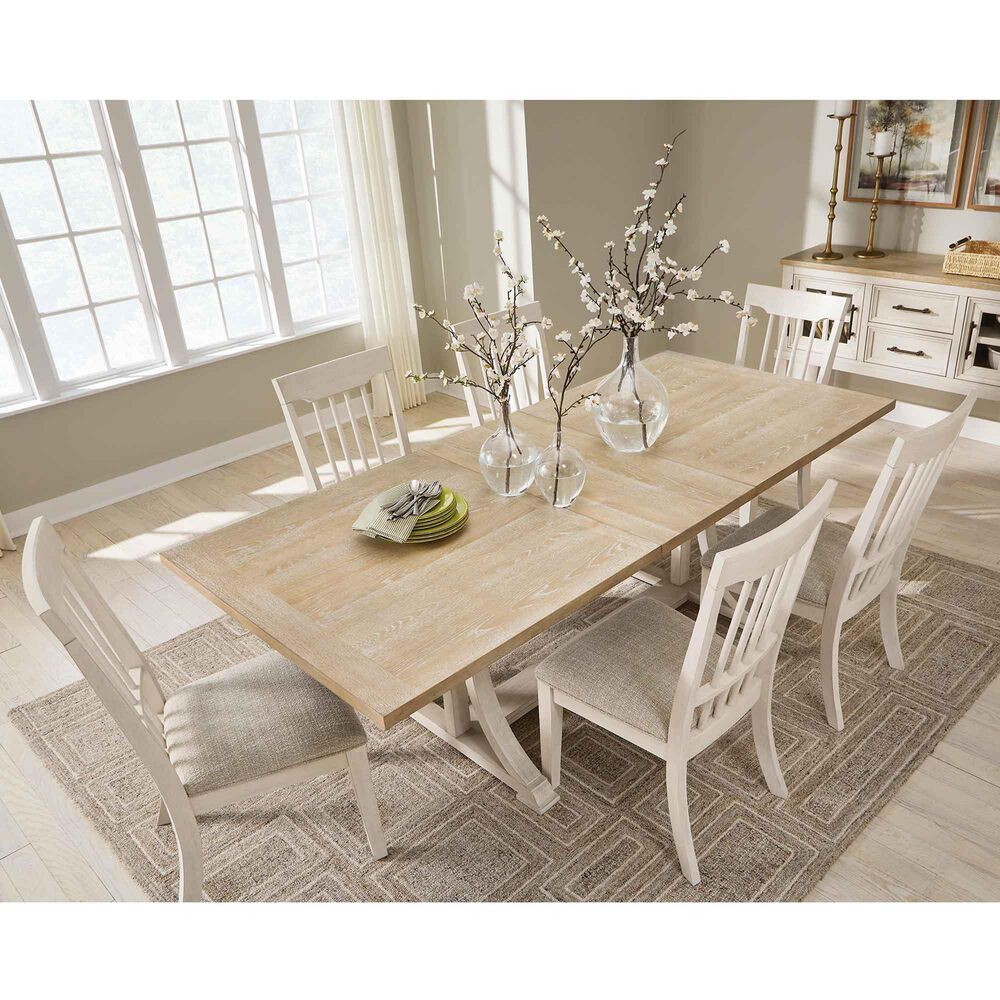 Ashley Trestle Dining Table and Chairs in Antique White and Brown, , large