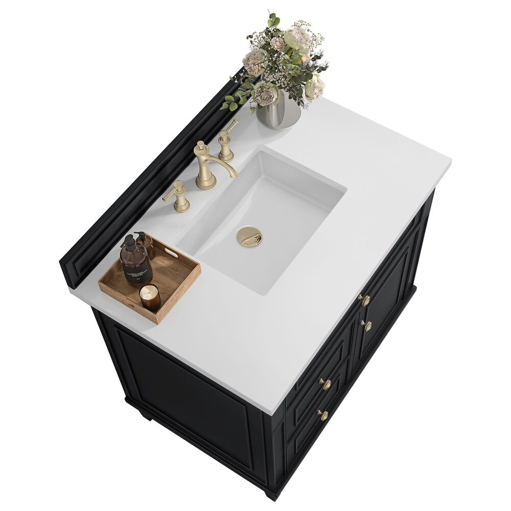 James Martin Vanities Lorelai 36&quot; Single Vanity in Black Onyx with 3 cm White Zeus Quartz Top, , large