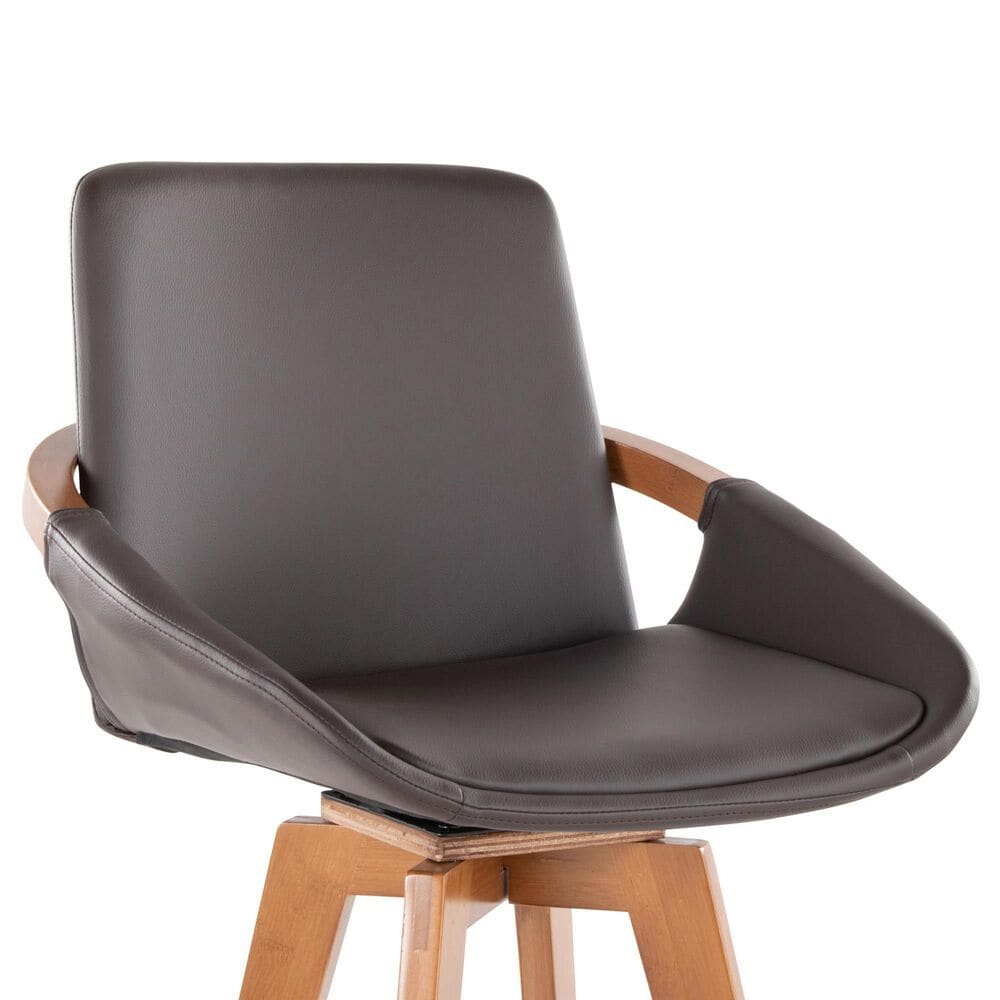 Lumisource Cosmo Swivel Counter Stool with Brown Cushion in Walnut and Black, , large