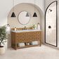 James Martin Malibu 60" Single Bathroom Vanity in Amber Birch with 3 cm Carrara White Marble Top and Rectangular Sink, , large