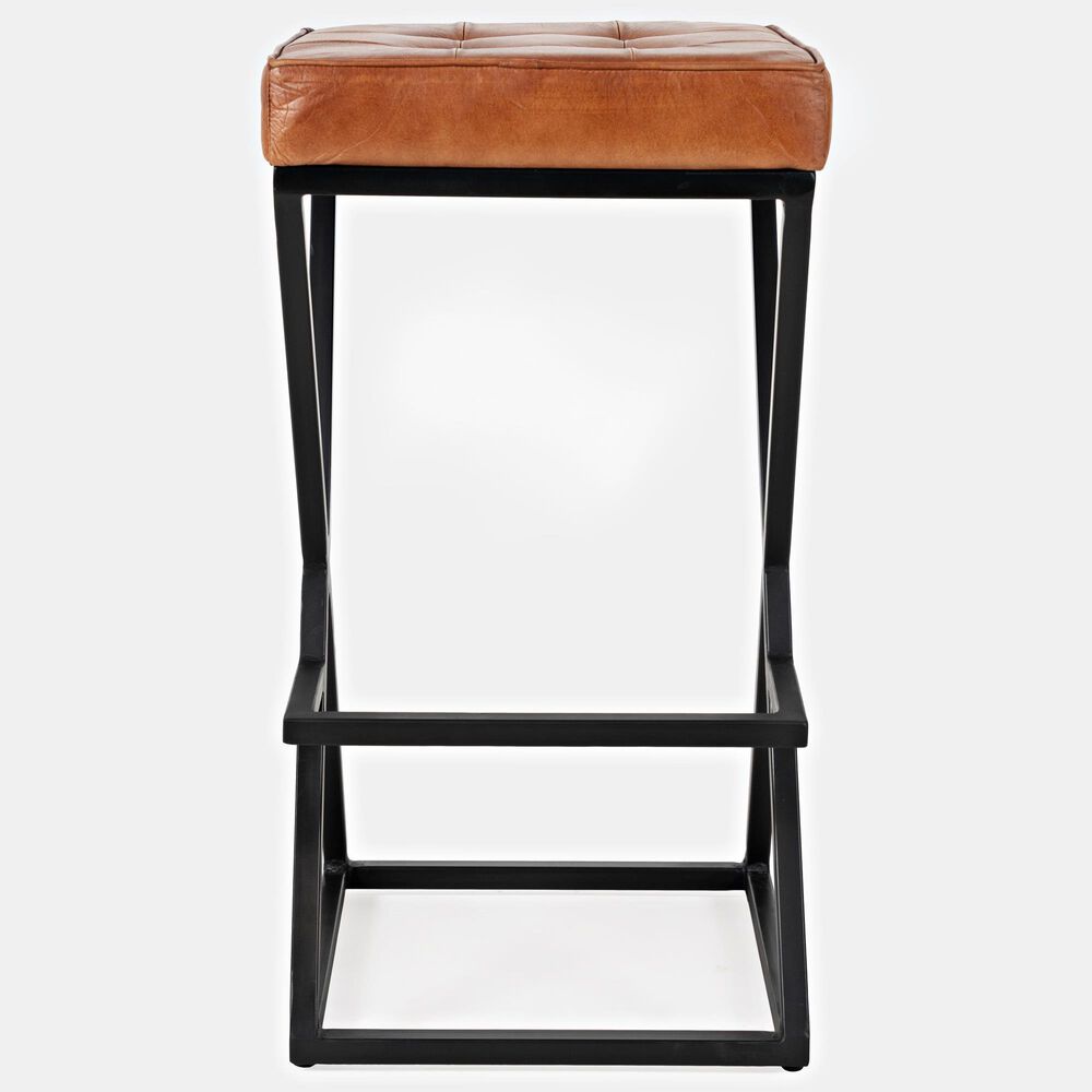 Waltham Brooks Leather Counter Stool in Saddle, , large