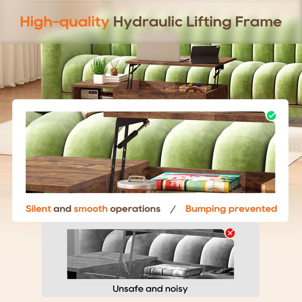 FDW Lift Top Coffee Table in Brown, , large