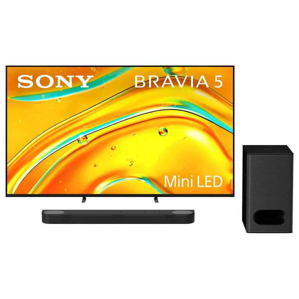 Sony 65" Class Bravia 5 Mini LED 4K HDR - Smart Google TV with Theater Bar 6 in Black, , large