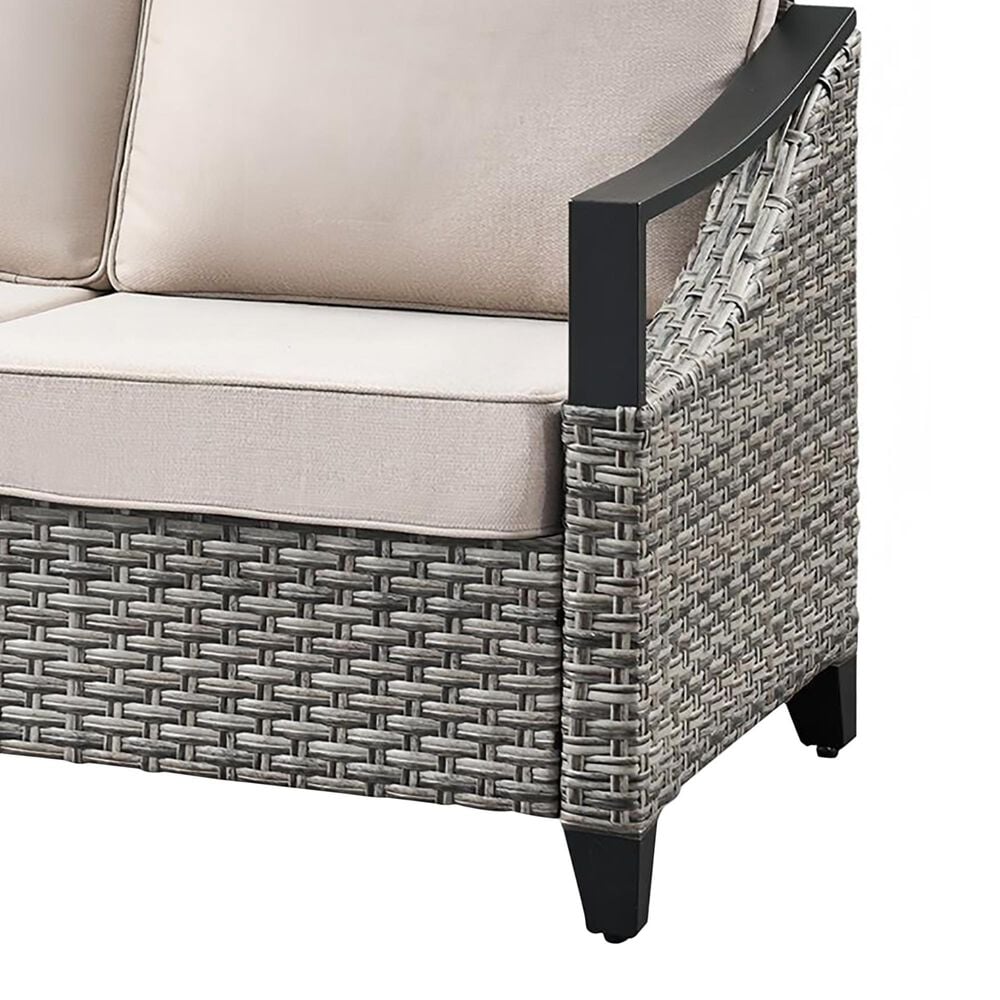 Sunwell Garden 32"H 3-Seater Outdoor Sofa with Curved Beige Cushions in Gray, , large