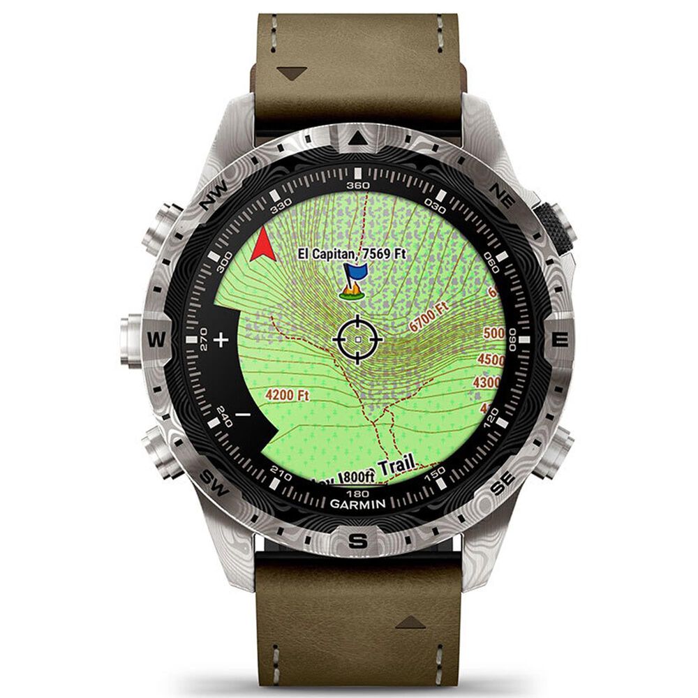 Garmin MARQ Adventurer Edition &#40;Gen 2&#41; Smartwatch 46 mm Damascus Steel Case with Brown Band, , large