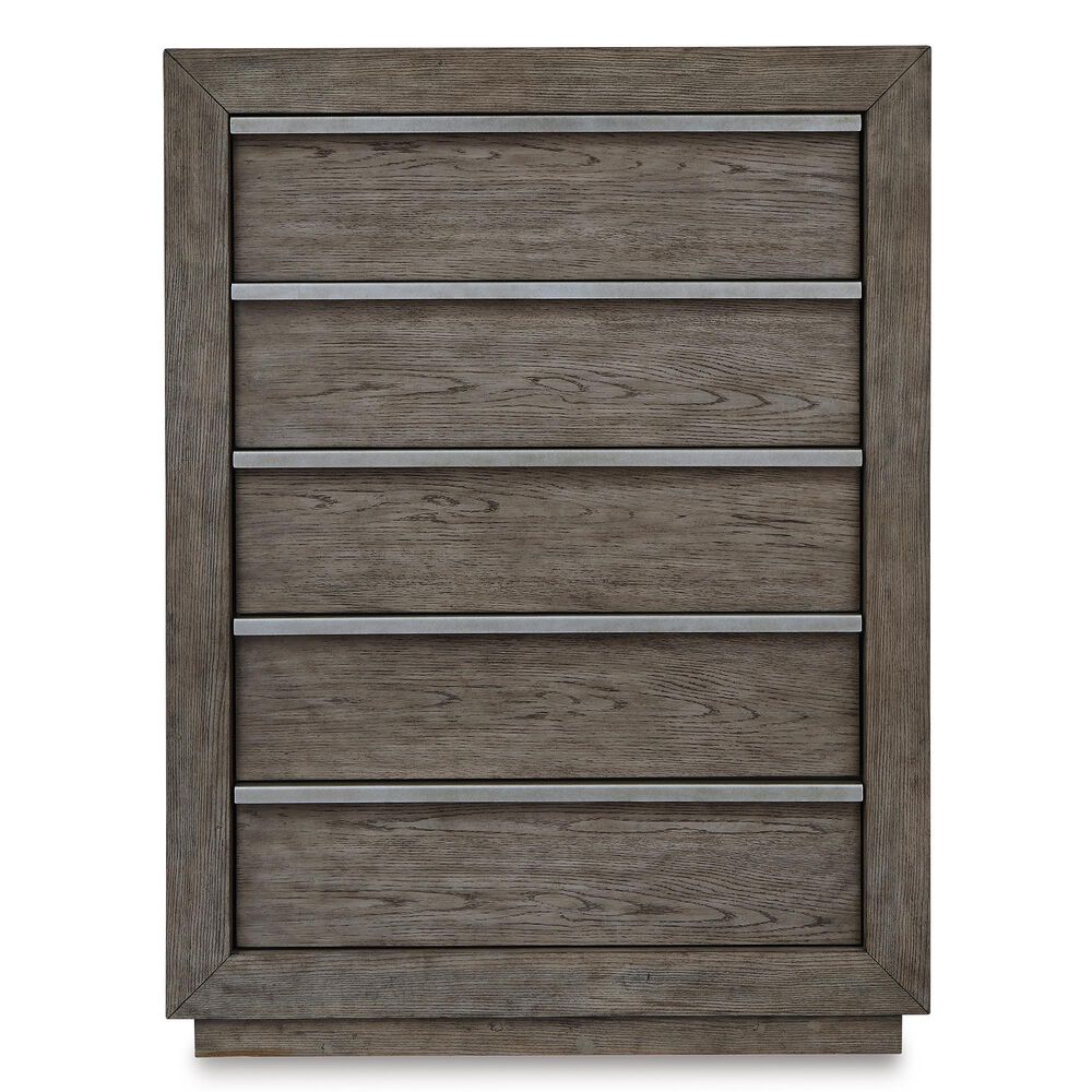 Signature Design by Ashley Anibecca 5 Drawer Chest in Weathered Gray, , large