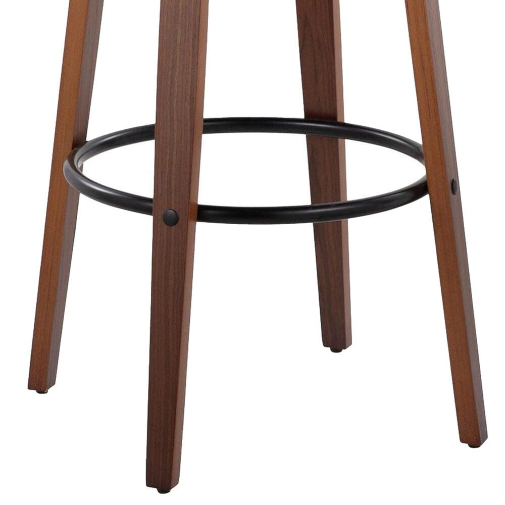 LumiSource Lombardi 30" Swivel Barstool with Espresso Faux Leather Upholstery in Walnut and Black (Set of 2), , large