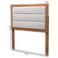 Baxton Studio Dexter Twin Panel Headboard with Light Grey Fabric in Walnut Brown, , large