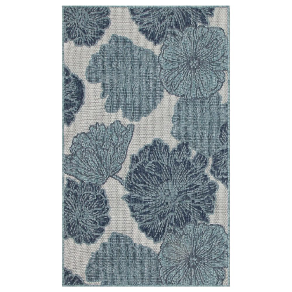 Nourison Garden Oasis Floral Blue 3&#39; x 5&#39; Indoor/Outdoor Area Rug, , large