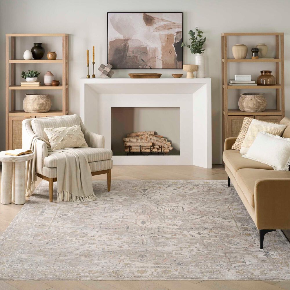 Nourison Antique Fusion ANF02 Ivory and Multicolor 5'3" x 7'10" Area Rug, , large