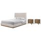 Sterling Timber Elure King Upholstered Panel Bed with 2 Nightstands in Latte, , large