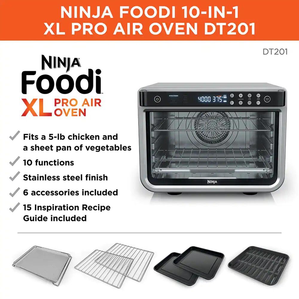 Ninja Foodi 15-in-1 SMART Dual Heat Air Fry Flip oven 1800 Stainless Works