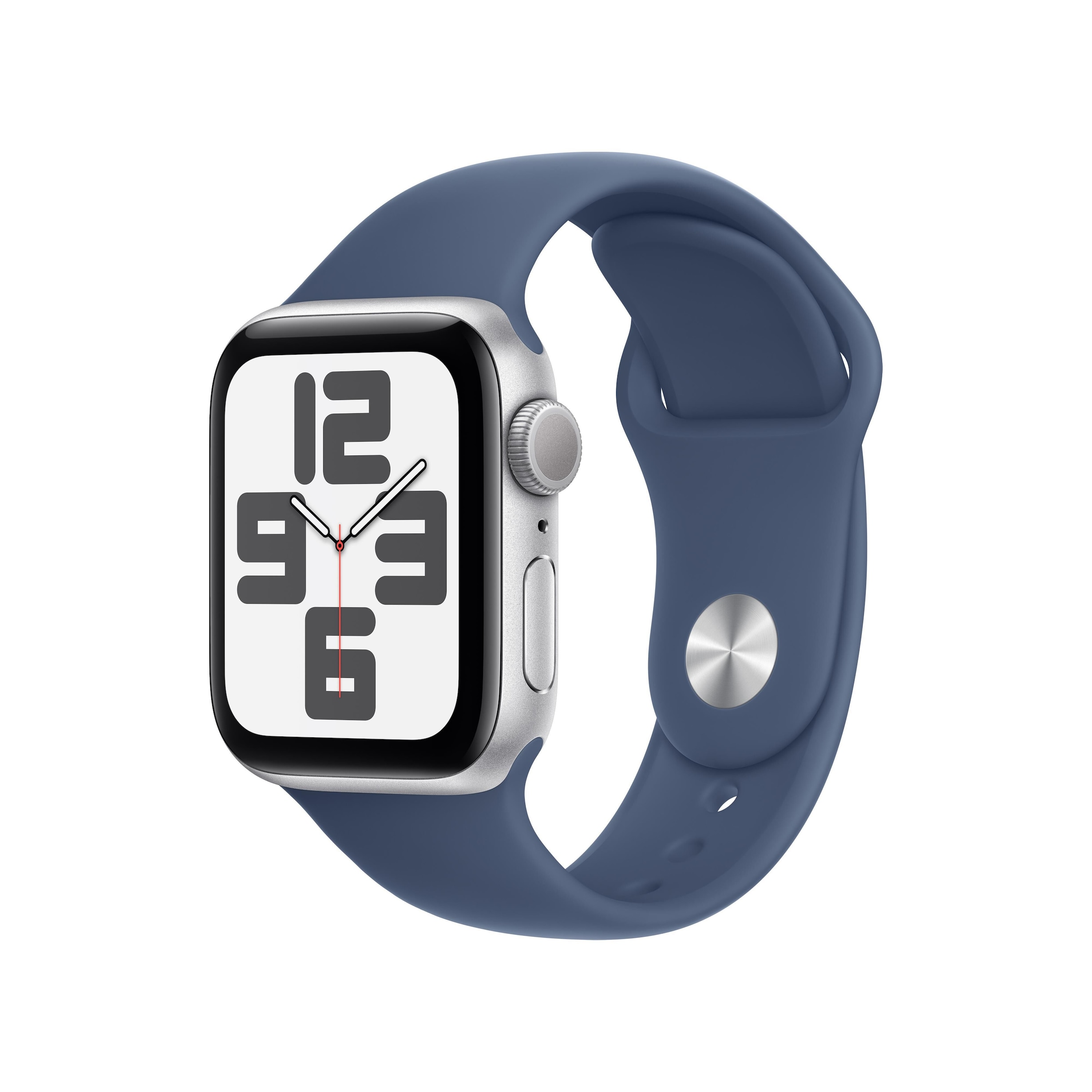 Apple Watch SE GPS 40mm Silver Aluminum Case with Denim Sport Band M L