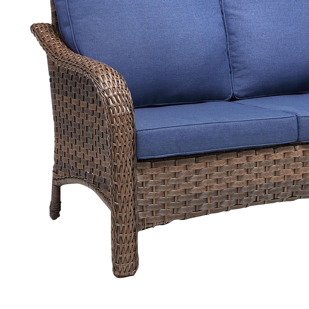 Hearth and Haven Outdoor PE Wicker Loveseat with Deep Seat Cushions in Blue, , large
