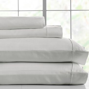 HN International Herringbone Queen Sheet Set in Silver Cloud, , large