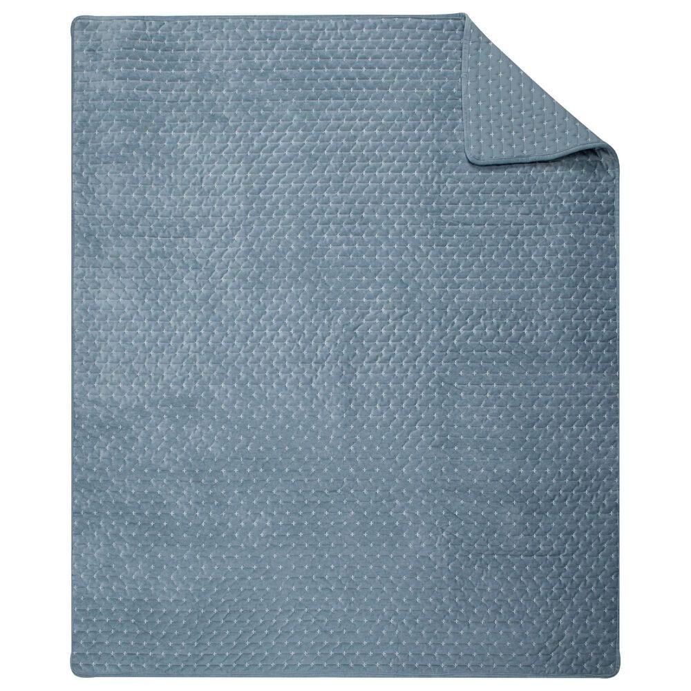 Levtex Velvet Stitch 50" x 60" Quilted Throw in Chambray, , large