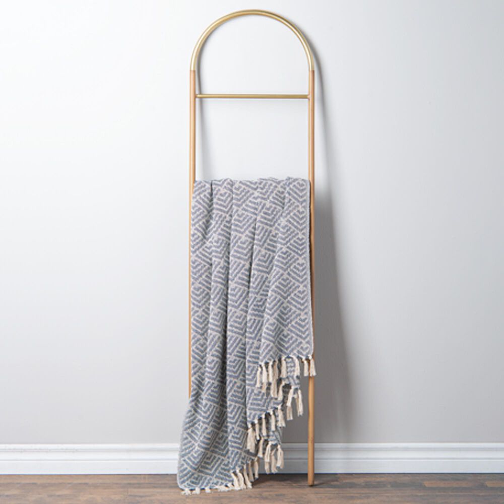 Ganz USA 50&quot; x 60&quot; Geo Woven Throw in Blue and Natural, , large