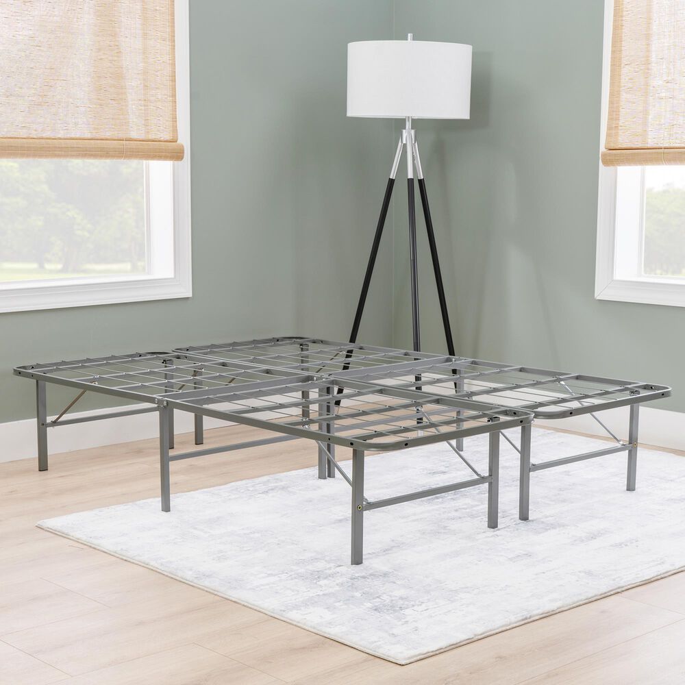 Linon Home Decor Franson Full Folding Platform Bed Frame in Dark Pewter, , large