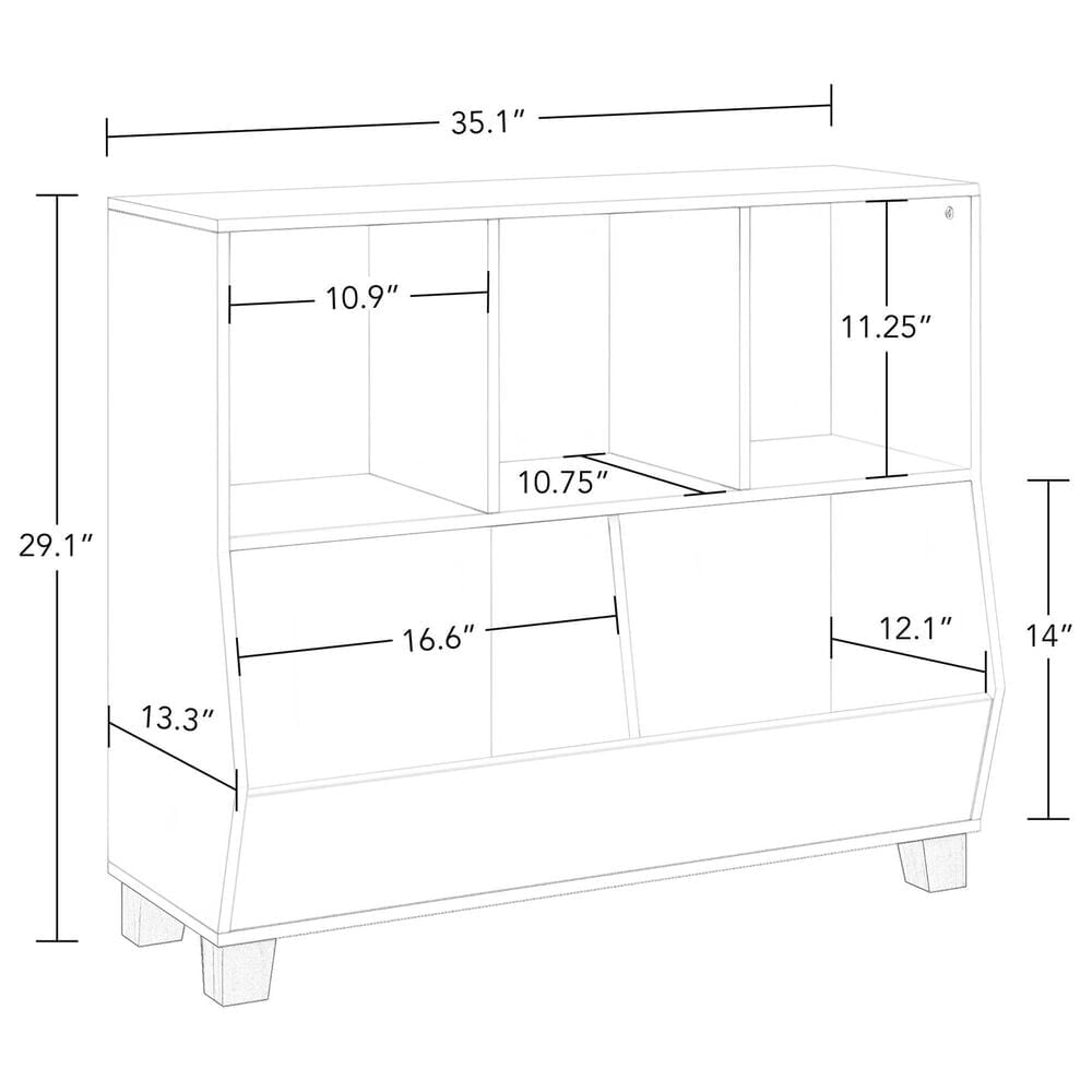 RiverRidge Home Catch-All 5-Cubby Toy Organizer in White, , large