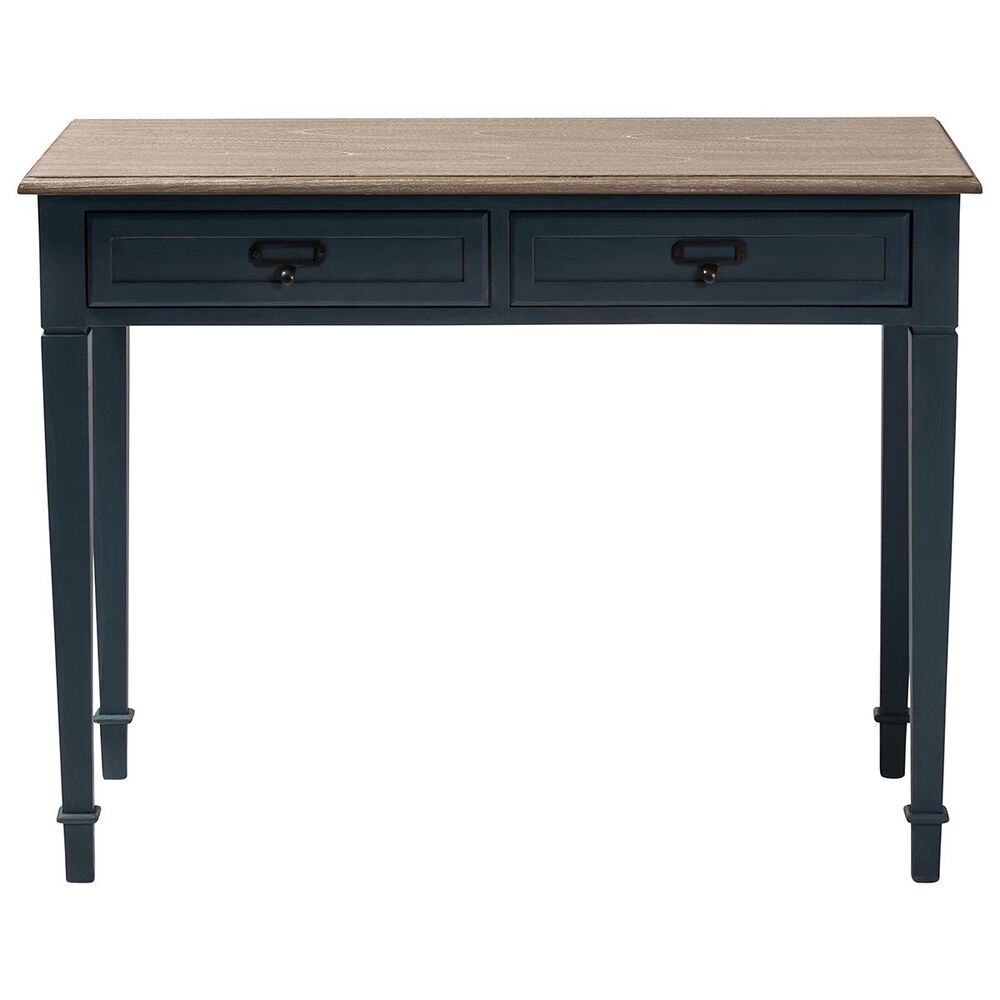Baxton Studio Dauphine Writing Desk in Blue and Oak, , large