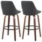 LumiSource Diana 30" Swivel Barstool with Black Faux Leather Upholstery in Walnut and Black (Set of 2), , large