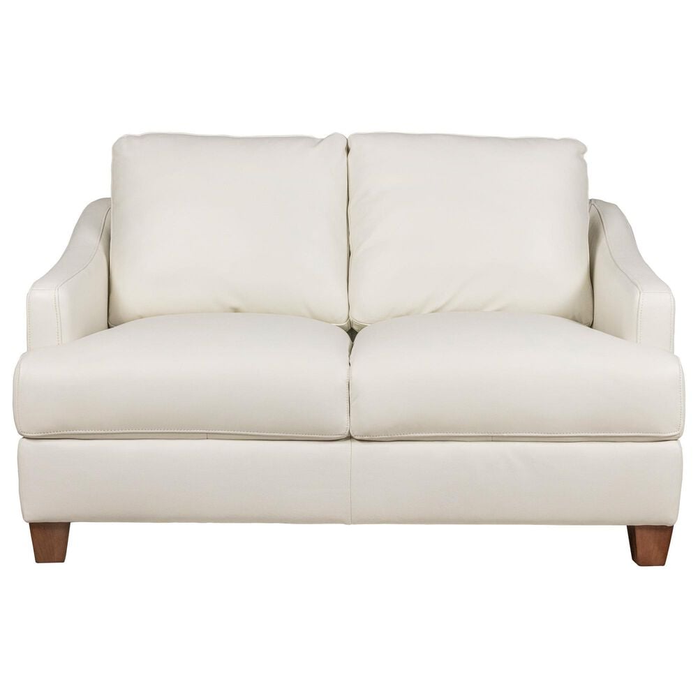 Bassett Leland Leather Loveseat in Ice, , large