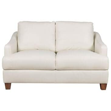 Bassett Leland Leather Loveseat in Ice, , large