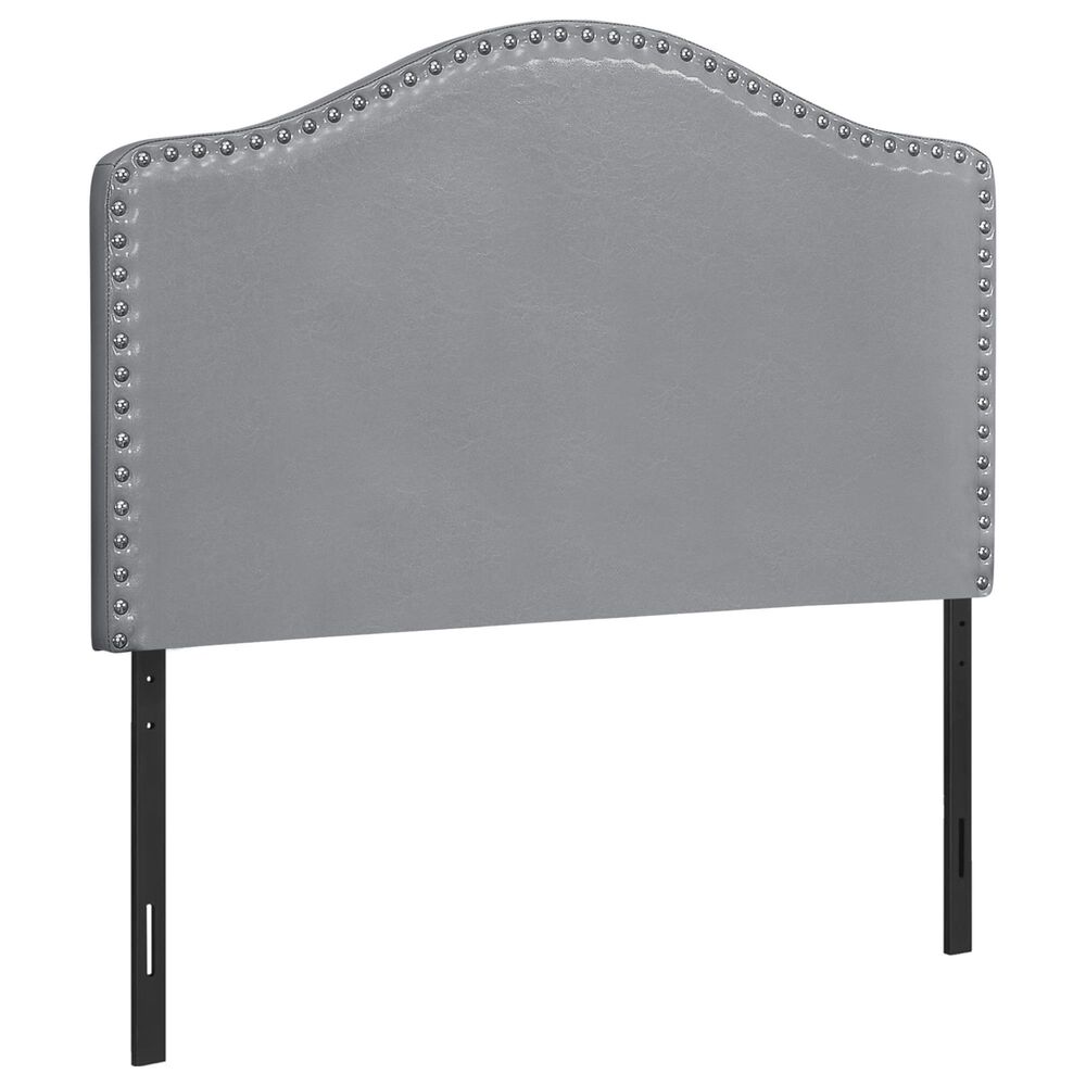 Monarch Specialties Twin Nail Head Trim Headboard in Grey, , large