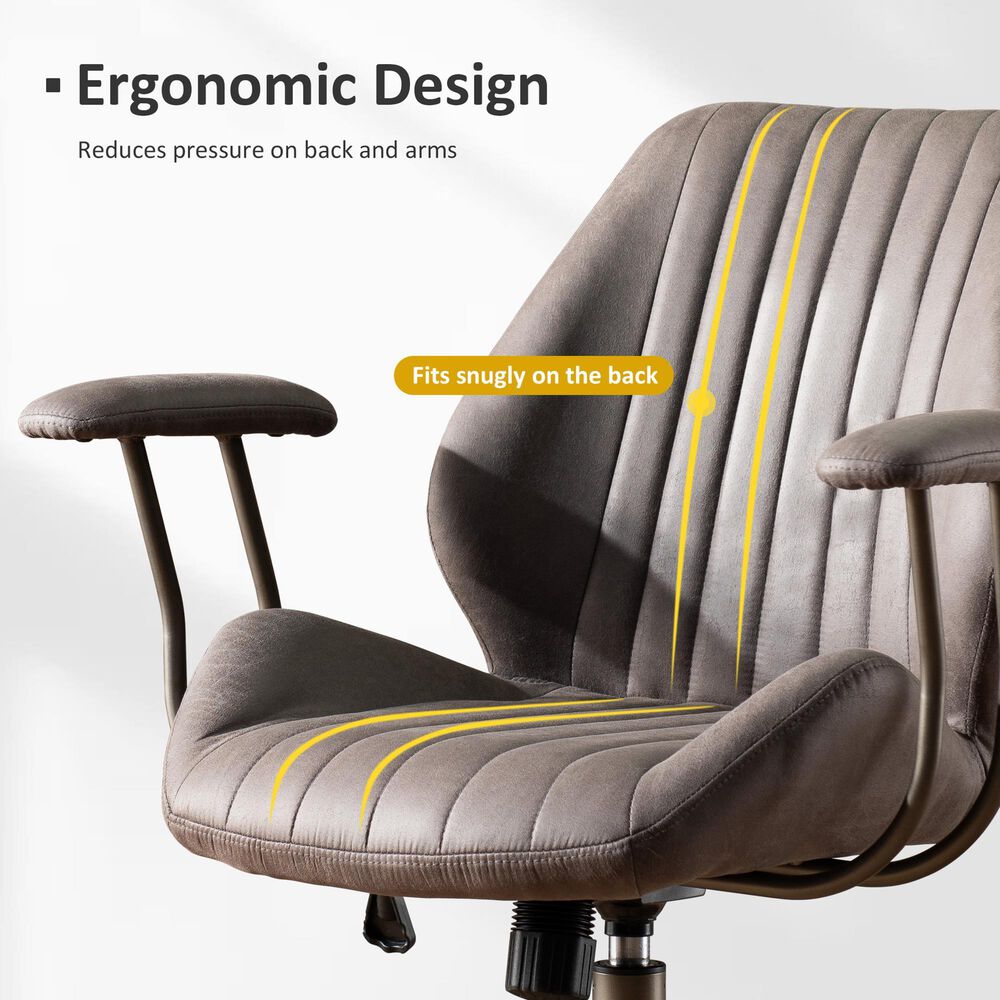 HOMLUX Mid Back Ergonomic Office Chair with Suede Leather in Gray, , large