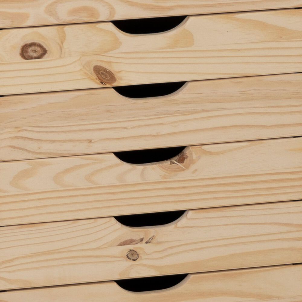 Linon Home Decor Cary 6-Drawer Wide Rolling Cart in Unfinished, , large