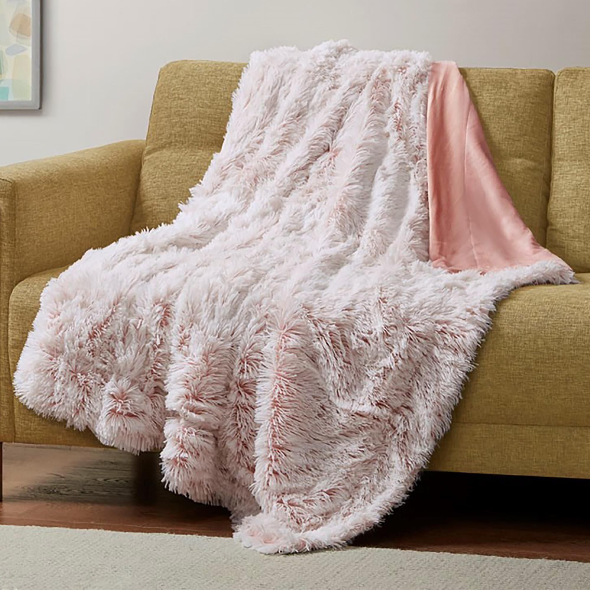 Blush faux fur throw on sale