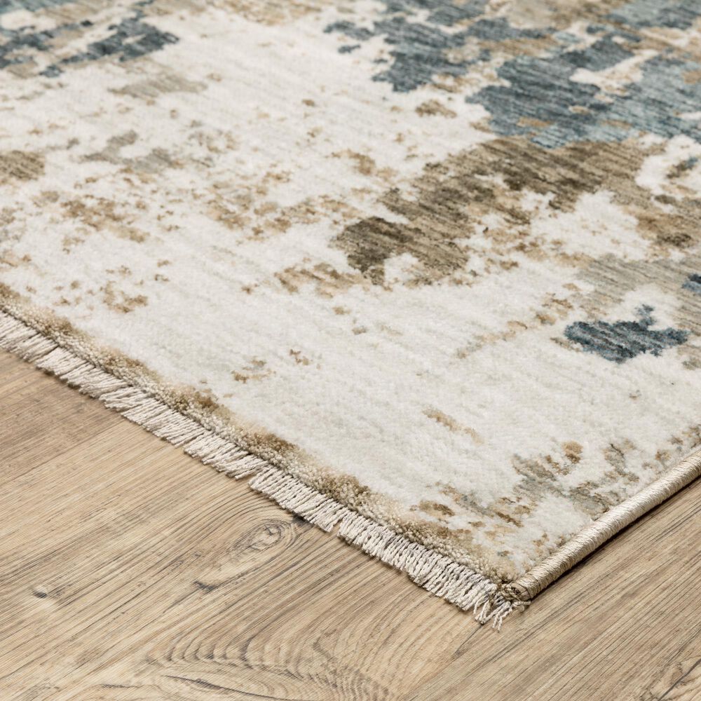 Oriental Weavers Echo Abstract Beige and Blue 6&#39;7&quot; x 9&#39;6&quot; Area Rug, , large