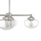 Hunter Saddle Creek 7-Light Linear Chandelier with Seeded Shade in Brushed Nickel, , large