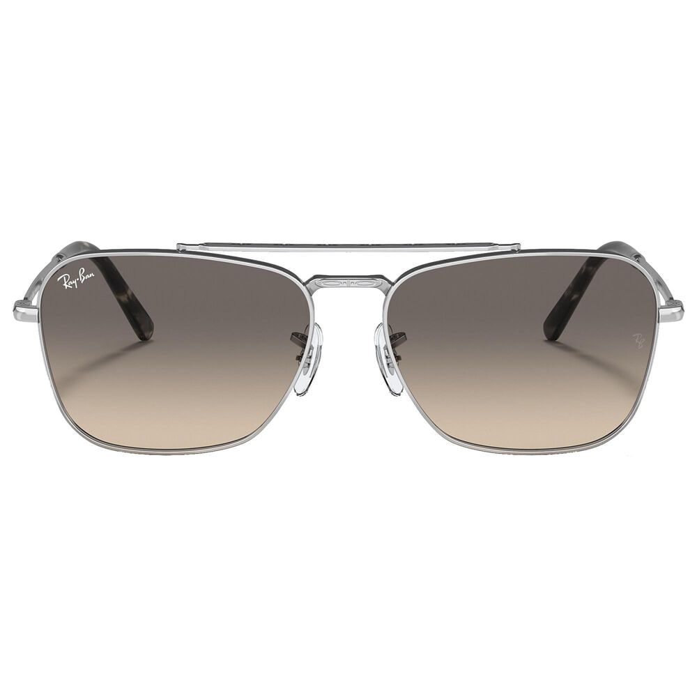 Ray-Ban New Caravan Sunglasses with Grey Lenses in Polished Silver, , large