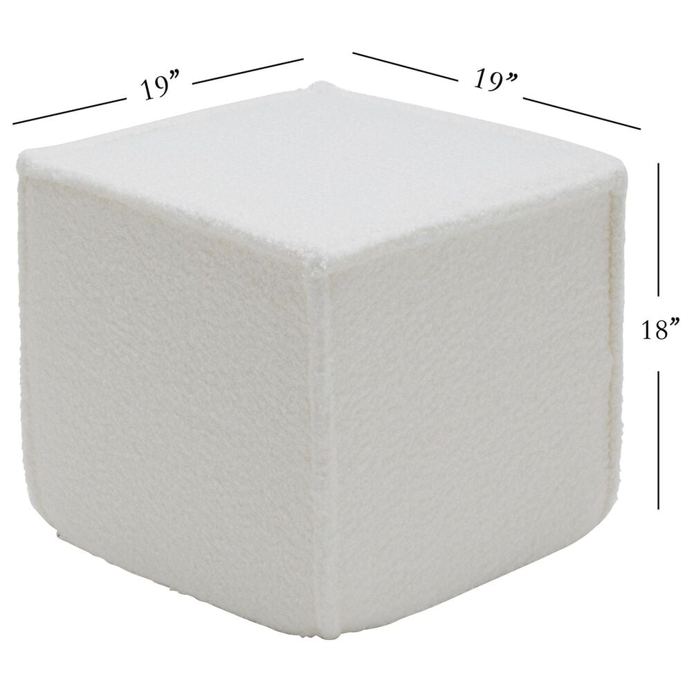 Lamps Per Se Harrison 19&quot; Square Pouf with Foam Core in White, , large