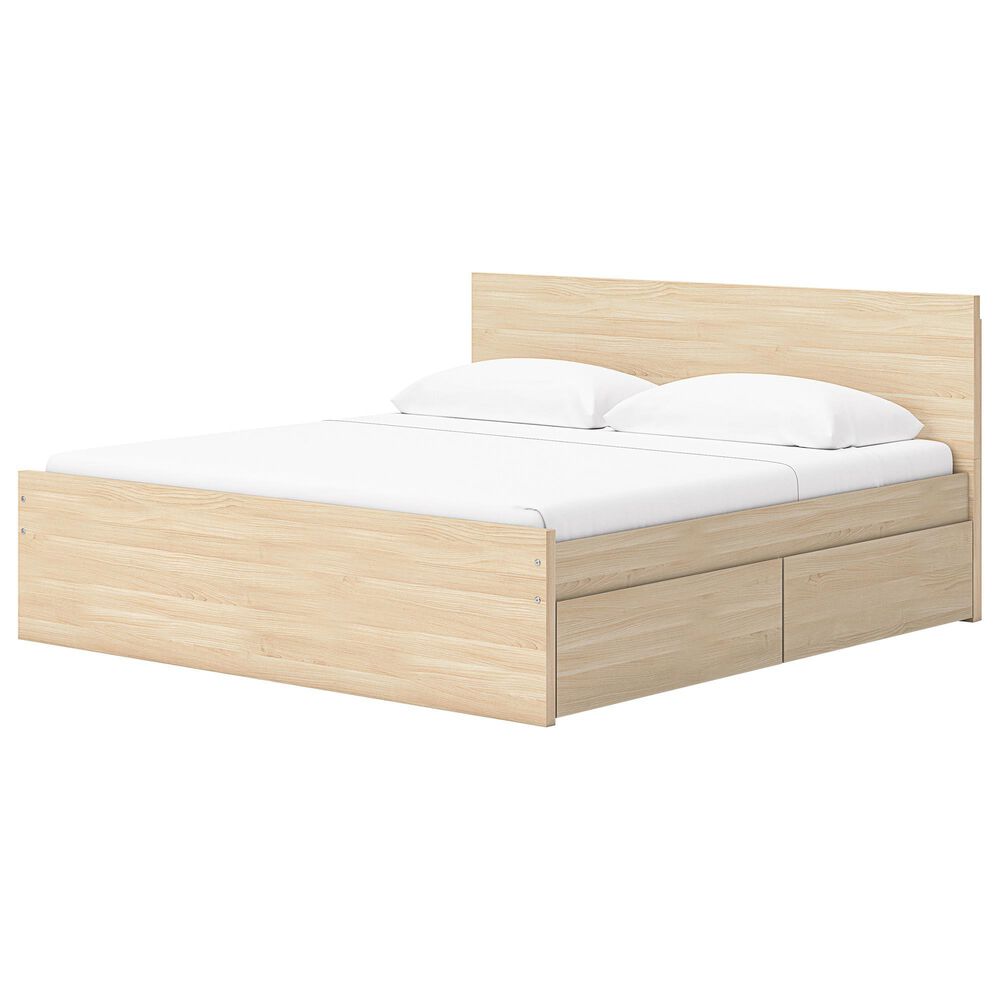 Ashley Onita Queen Panel Platform Bed with 2 Side Storage in Natural, , large