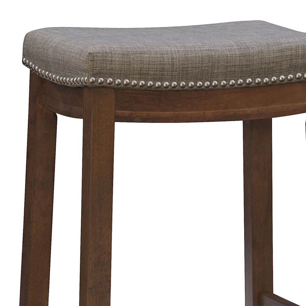 Linon Home Decor Claridge Counter Stool with Grey Cushion in Rustic Dark Brown, , large