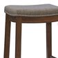 Linon Home Decor Claridge Counter Stool with Grey Cushion in Rustic Dark Brown, , large
